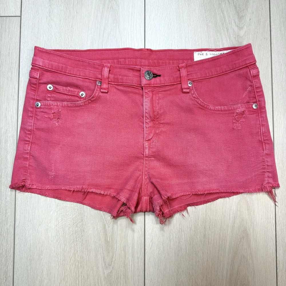 Y2K Rag & Bone Jean Womens 28 Pink Denim‎ Cutoff Shorts Distressed Frayed USA